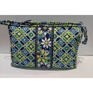 Vera Bradley Floral Quilted Cosmetic Bag With Zipper & Side Ties